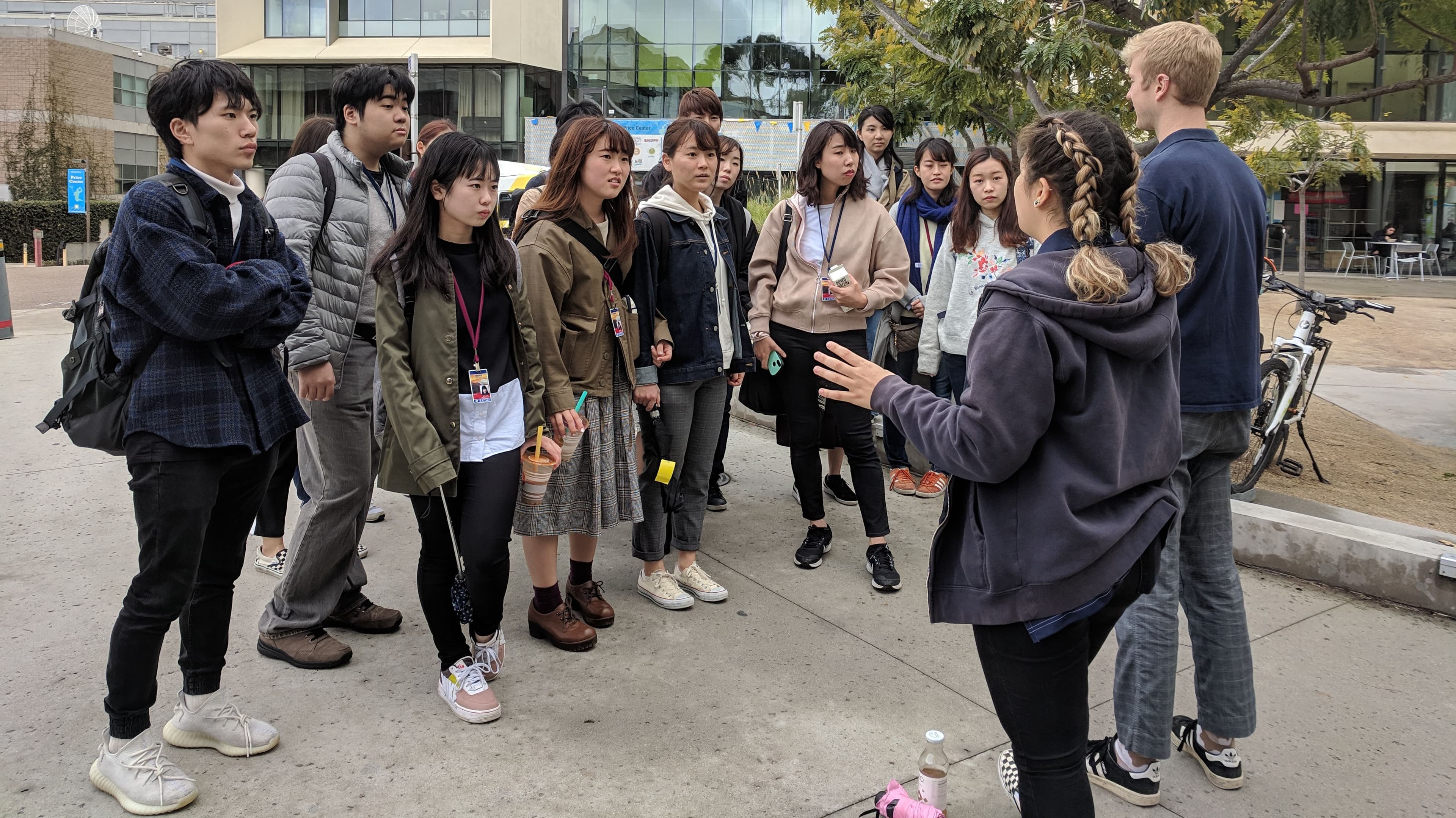 FGL students on guided campus tour exploring UCSD facilities