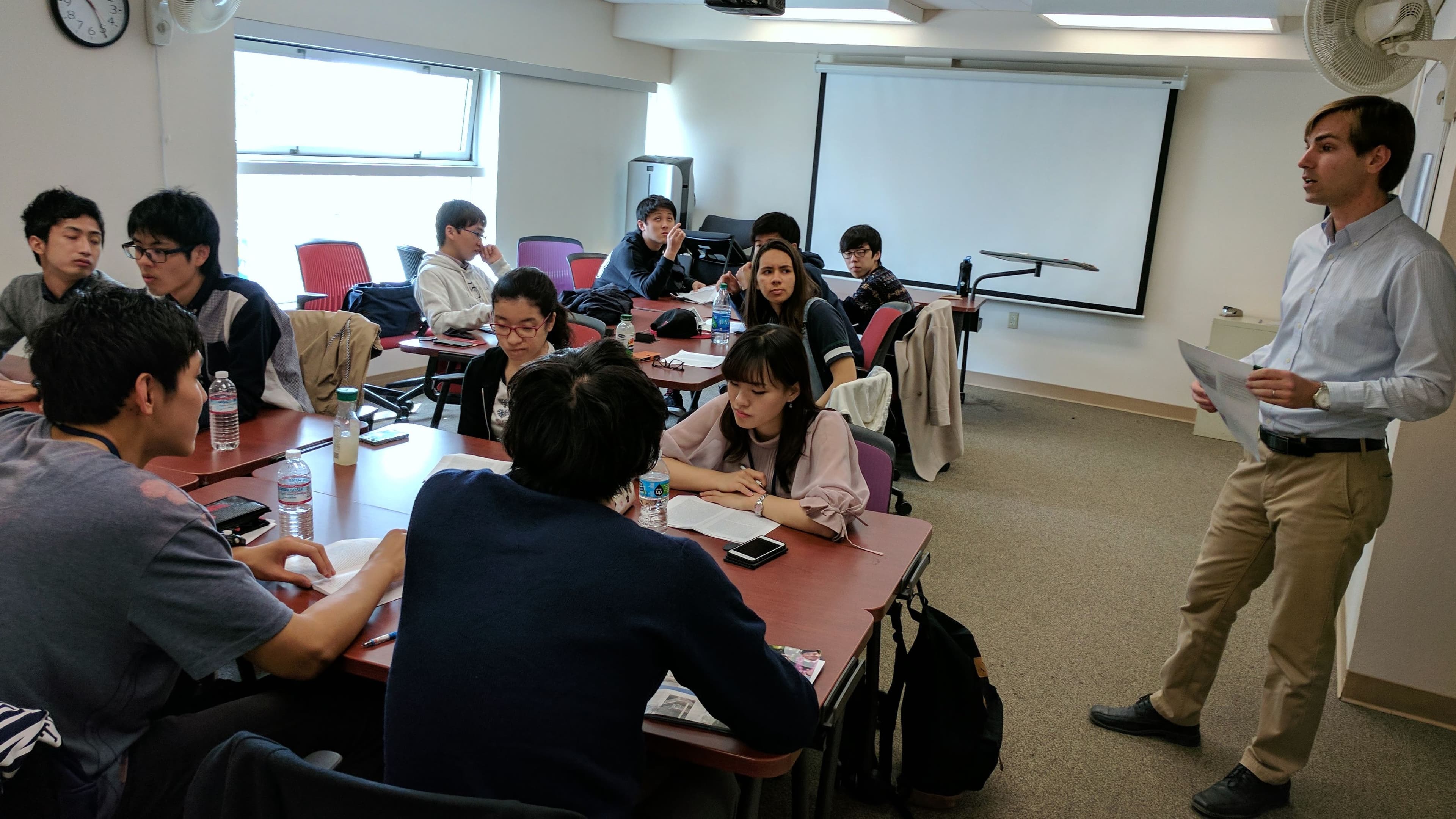 Students engaged in English preparation and language learning