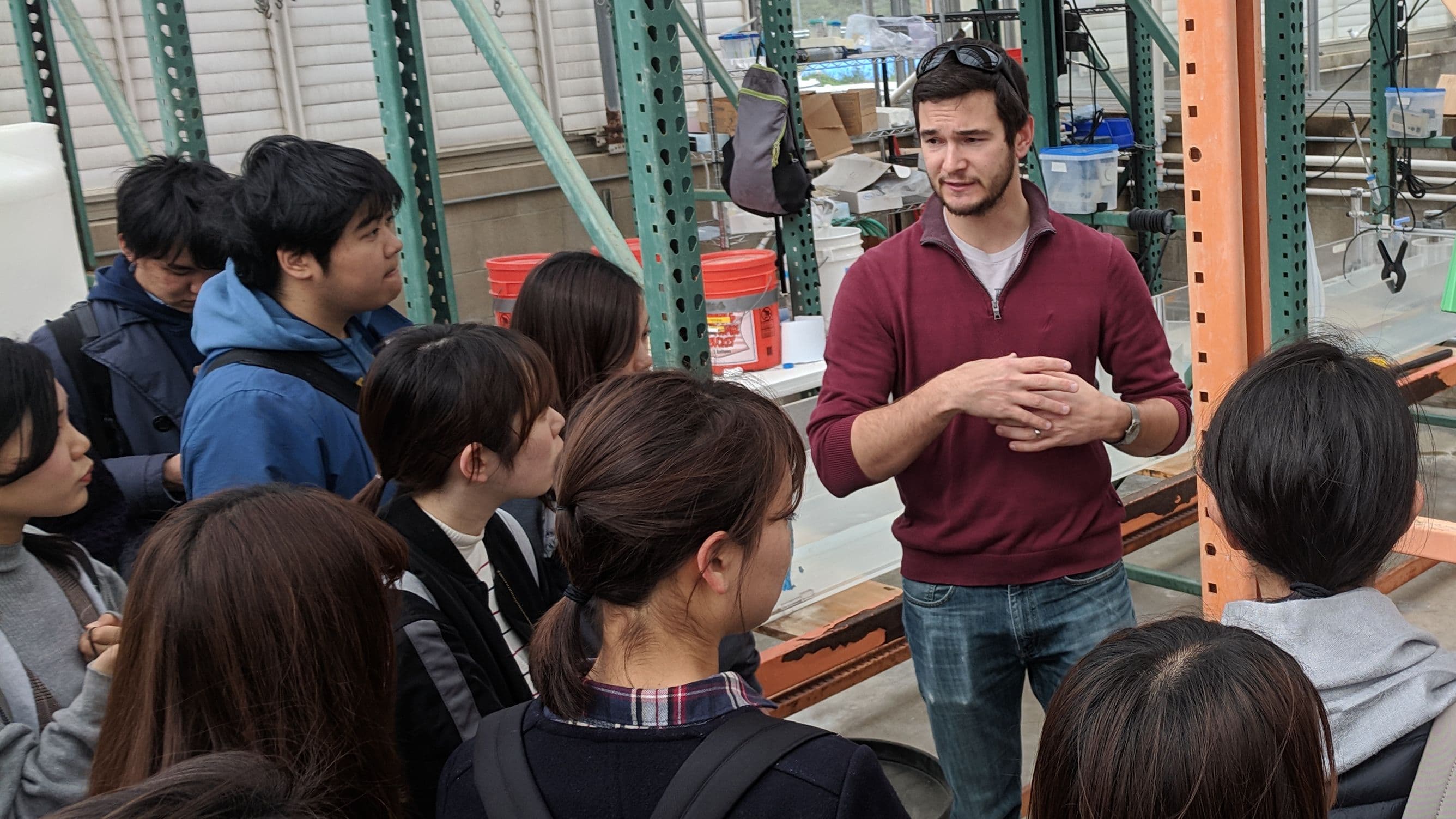 Faculty member delivering lecture on water recycling and sustainability