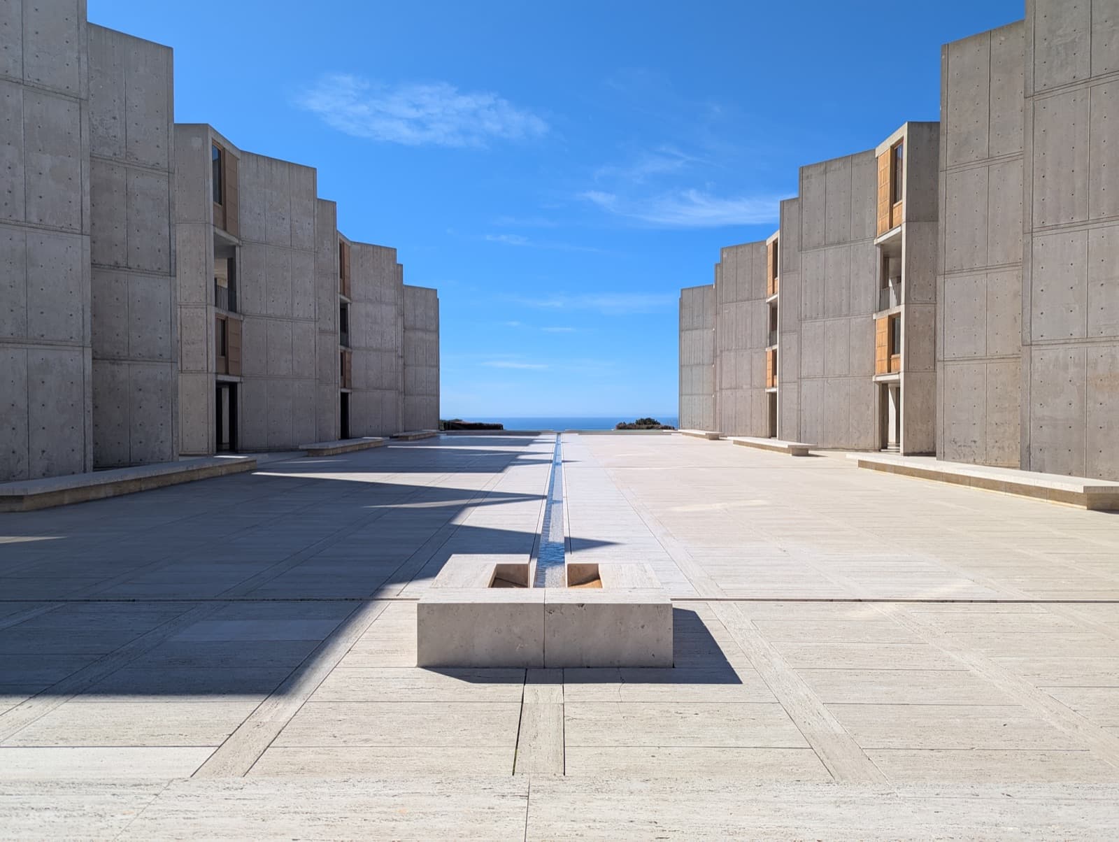 The courtyard at the Salk Institute, one of the field-trip destinations